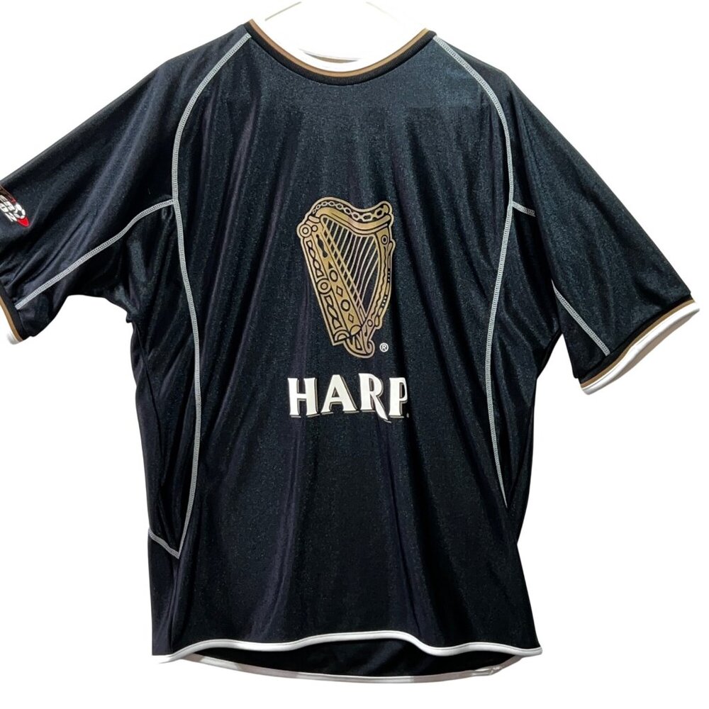 Guinness Men’s Harp Logo Black Short Sleeve Jersey Shirt Size XL - Picture 1 of 5